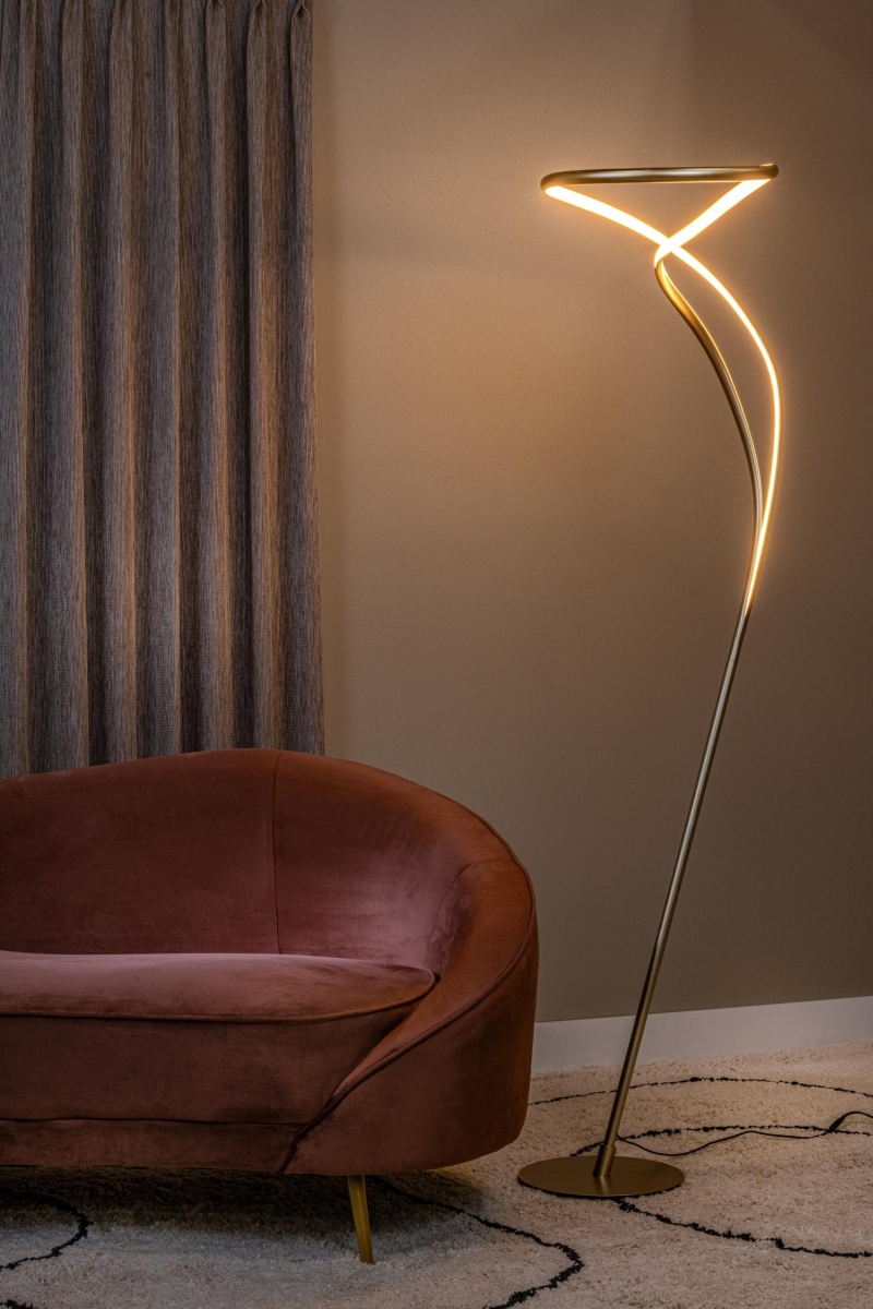 Lucide SARDANA - Stojacia lampa - Ø 43,5 cm - LED Rozm. - Matné zlato / mosadz